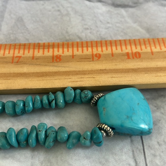 Faux turquoise stone vintage necklace barrel clasp closure 18” - Picture 8 of 10